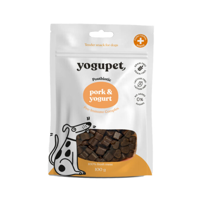 YOGUPET Snack Dog Porc & Iaurt, XS-XL, Porc, recompense fără cereale câini, 100g