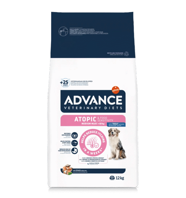 ADVANCE Veterinary Diets Dog Atopic Care, dietă veterinară, hrană uscată câini, afecțiuni dermatologice ADVANCE Veterinary Diets Atopic Medium/Maxi, M-L, dietă veterinară câini, hrană uscată, afecțiuni dermatologice, 12kg