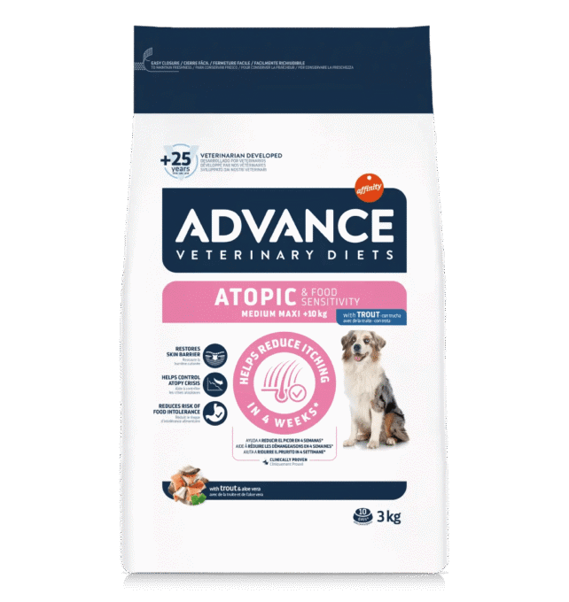 ADVANCE Veterinary Diets Dog Atopic Care, dietă veterinară, hrană uscată câini, afecțiuni dermatologice ADVANCE Veterinary Diets Atopic Medium/Maxi, M-L, dietă veterinară câini, hrană uscată, afecțiuni dermatologice, 3kg