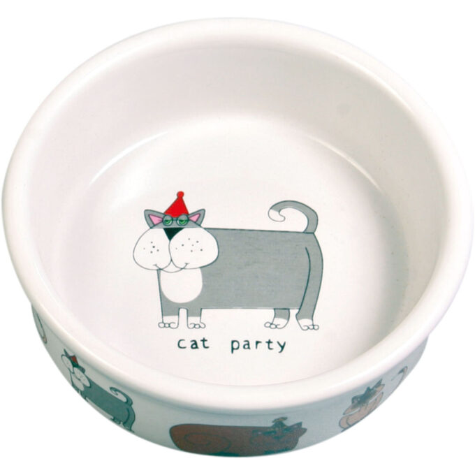 TRIXIE Cat Party, castron pisici, rotund, ceramică, diverse culori, XS-S(0.2l, ⌀12cm)