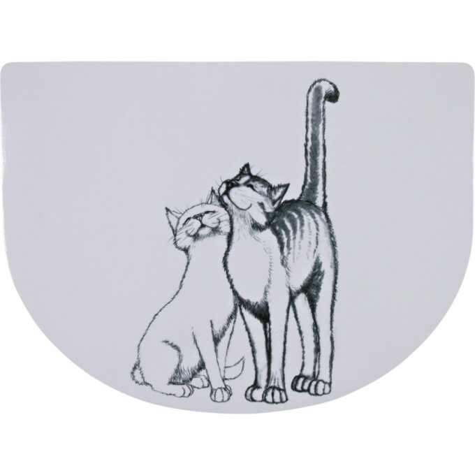 TRIXIE Love Cat, covoraș pisici, asimetric, antiderapant, plastic, alb, 1buc 40x30cm