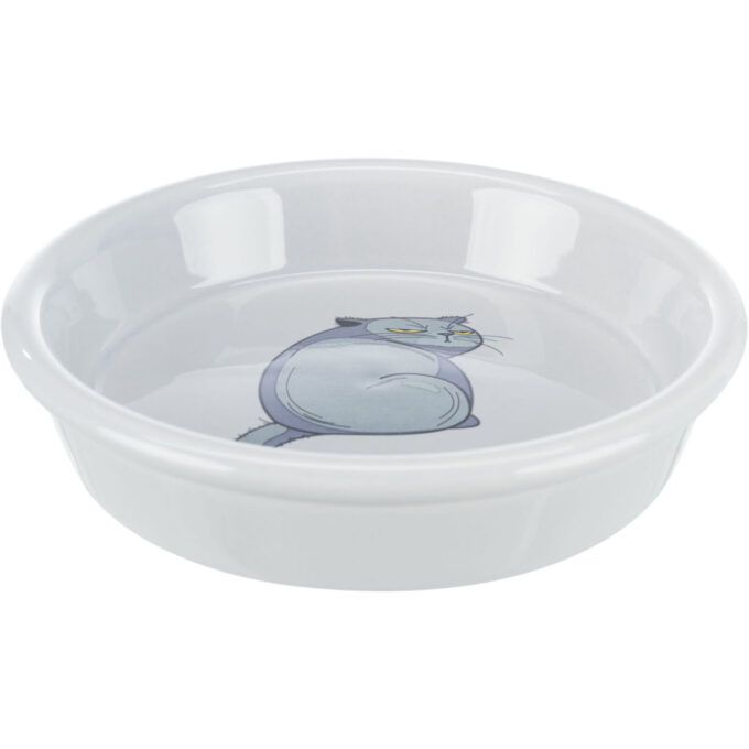TRIXIE Cat, castron pisici, rotund, ceramică, gri, 0.25l, ⌀13cm