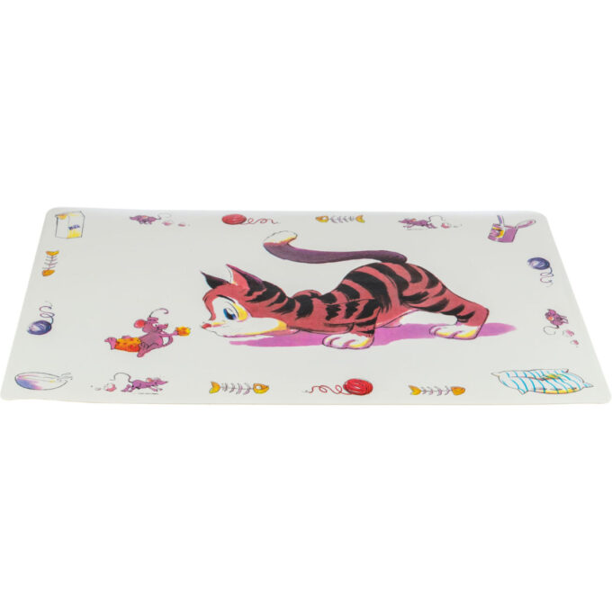 TRIXIE Comic Cat, covoraș pisici, dreptunghiular, antiderapant, plastic, multicolor, 1buc 44x28cm