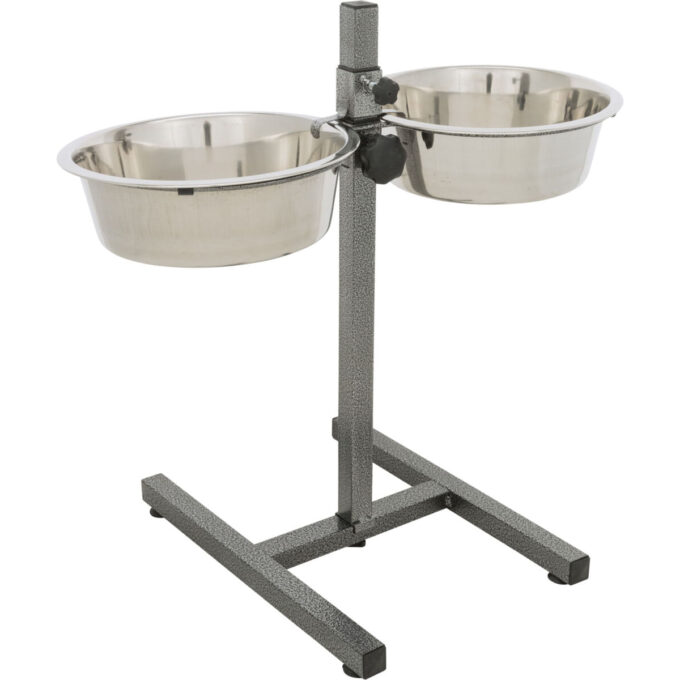 TRIXIE, set suport castroane câini + 2 boluri, înalțime reglabilă, metal, L-XL(2.8l, ⌀24cm)