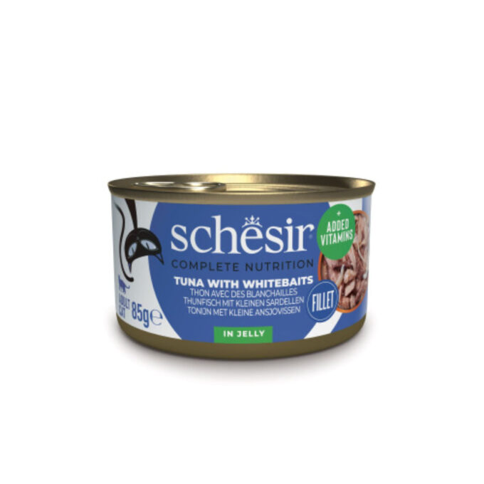 SCHESIR Complete Nutrition, Ton și Anșoa, conservă hrană umedă pisici, (în aspic), 85g