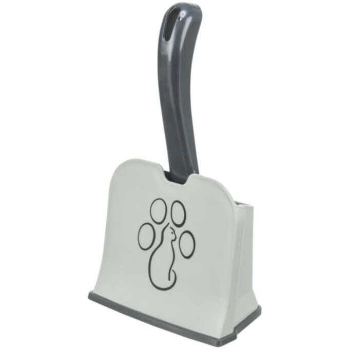 TRIXIE Litter Scoop with Stand, lopățică litieră pisici, alb și gri, L, 1buc