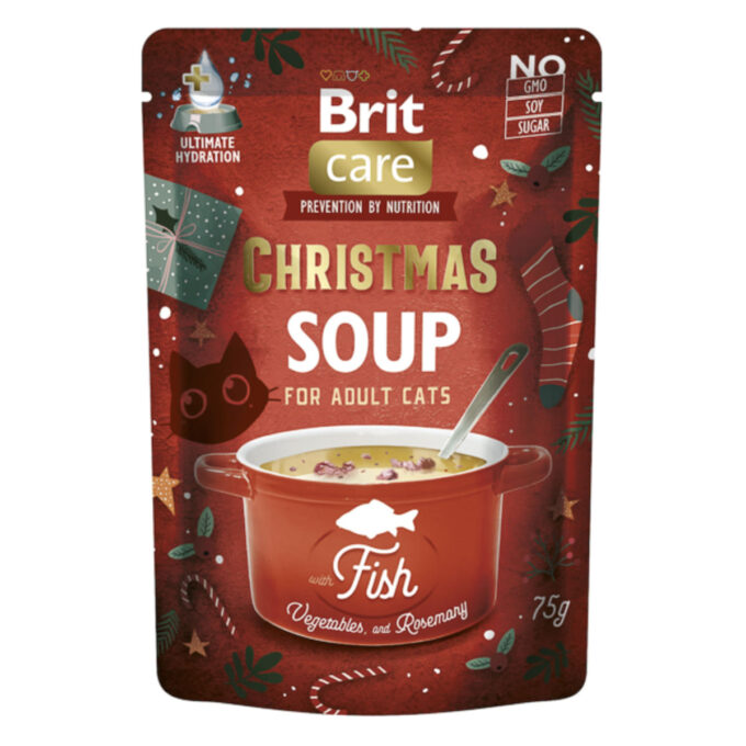 BRIT Christmas Soup, Pește, plic hrană umedă fără cereale pisici, (topping), 75g