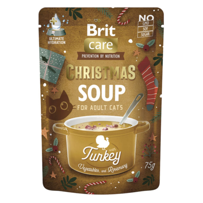 BRIT Christmas Soup, Curcan, plic hrană umedă fără cereale pisici, (topping), 75g
