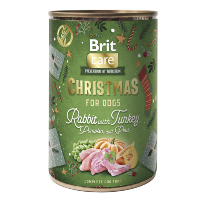 BRIT Christmas, XS-XL, Iepure și Curcan, conservă hrană umedă fără cereale câini, (pate), 400g