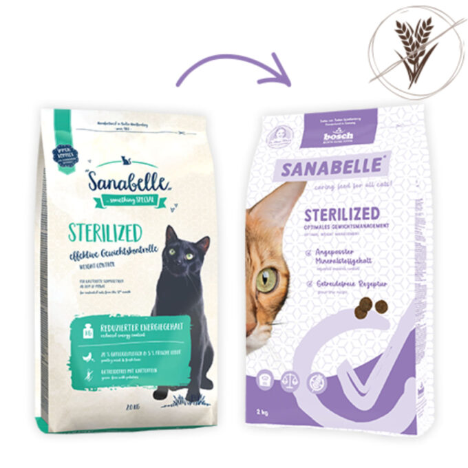 SANABELLE Sterilised, Pui, hrană uscată fără cereale pisici sterilizate, 8kg
