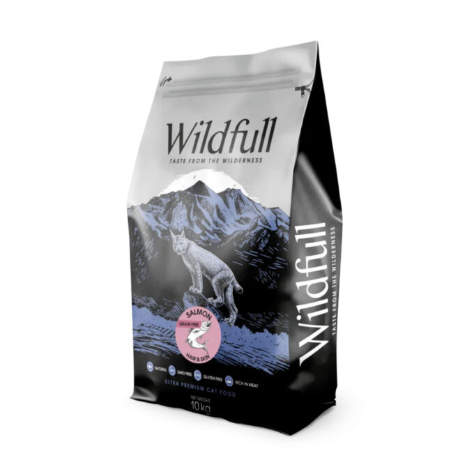 WILDFULL Hair&Skin, Somon, hrană uscată fără cereale pisici, piele & blană, 10kg