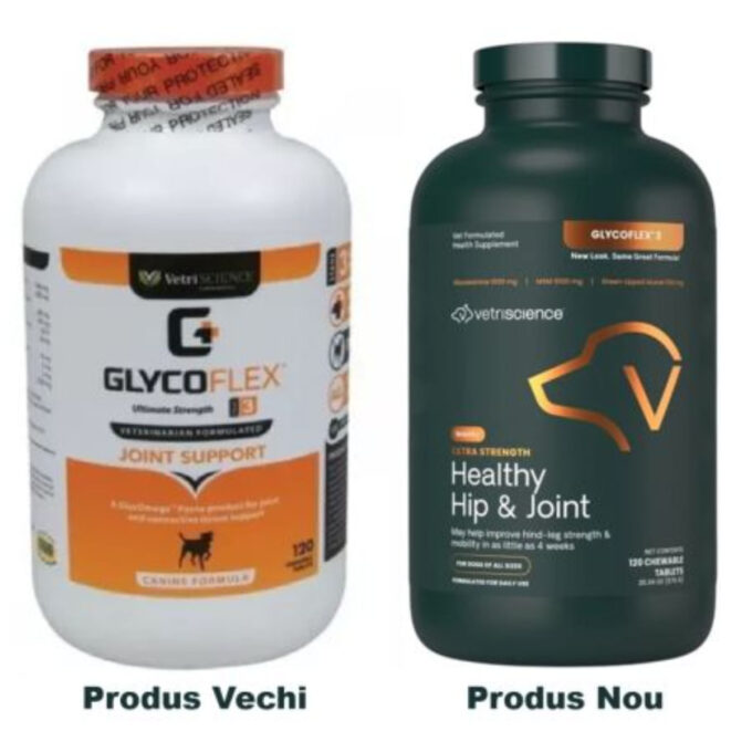 VETRISCIENCE Extra Strength Healthy Hip & Joint (Glycoflex stage3), supliment sistem articular câini, comprimate masticabile VETRISCIENCE Extra Strength Healthy Hip & Joint (Glycoflex stage3), XS-XL, supliment sistem articular câini, flacon, 120 comprima