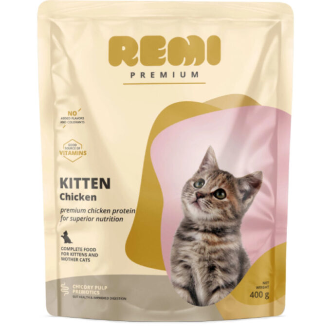 REMI PREMIUM Kitten, Pui, hrană uscată pisici junior, 400g
