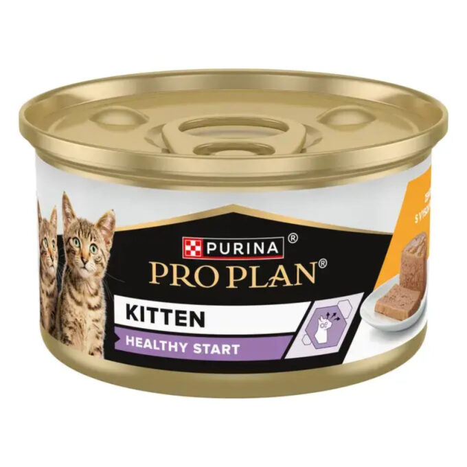 PURINA Pro Plan Healthy Start Kitten, Pui, conservă hrană umedă pisici junior, (pate), 85g