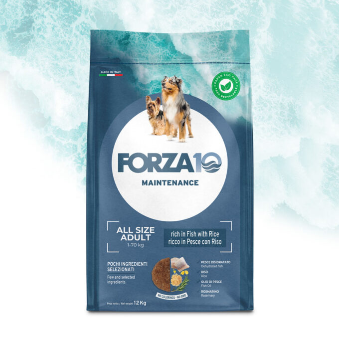 FORZA10 Maintenance, XS-XL, Pește și Orez, hrană uscată câini, 12kg