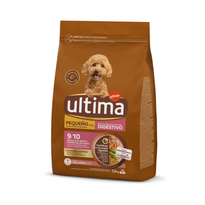 ULTIMA Small Digestive Wellbeing, XS-S, Somon, hrană uscată câini, sistem digestiv, 1.5kg