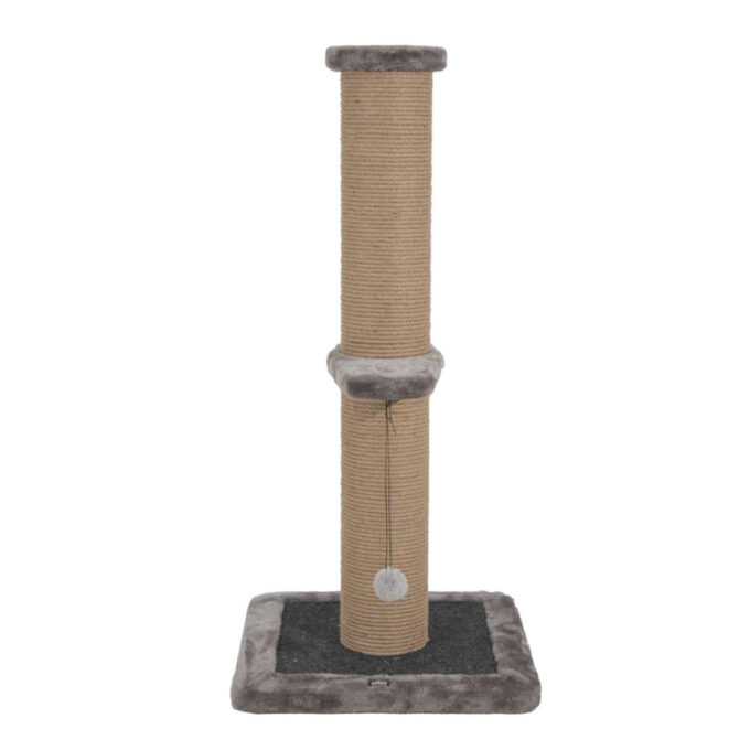 SHAW, stâlp de zgâriat cilindric pisici, 1 etaj, MDF și sisal, elemente atârnate, gri, 42x42x86cm