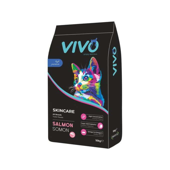 Hrana Uscata Super Premium, VIVO, Pisici Adulte Skincare, Somon, 10 kg 1 Hrana Uscata Super Premium, VIVO, Pisici Adulte Skincare, Somon, 10 kg