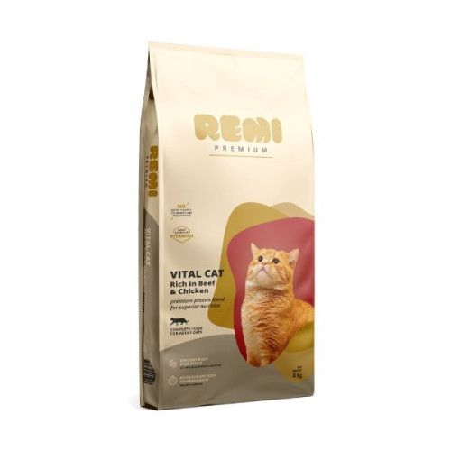 Hrana Uscata Pisici, Remi Premium Adult Vital cu Vita, 8 kg