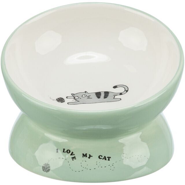 Trixie, castron ceramic ridicat ergonomic, verde, 0.15 L/ 13 cm