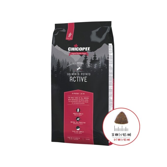 Hrana Uscata Caini, Chicopee Holistic Nature Line, Active, Salmon & Potato, 12 kg 1 Hrana Uscata Caini, Chicopee Holistic Nature Line, Active, Salmon & Potato, 12 kg
