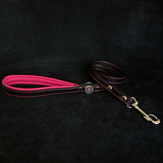 Bestia Lesa Bijou, Piele Naturala, 110 cm/2 cm, Negru/ Roz