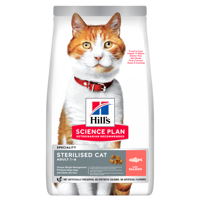 Hrana uscata pisici, Hill's Science Plan Feline Adult Sterilised Salmon, 300 g