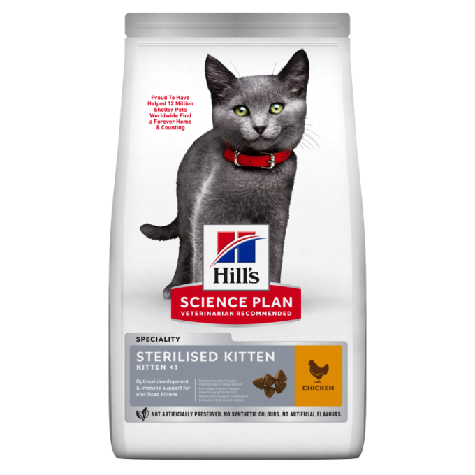 Hrana uscata pisici, Hill's Science Plan Feline Kitten Sterilised Chicken, 7 kg