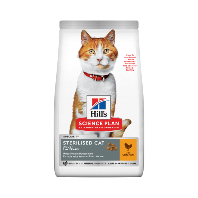 Hrana uscata pisici, Hill's Science Plan Feline Adult Sterilised Cat Chicken, 15 kg