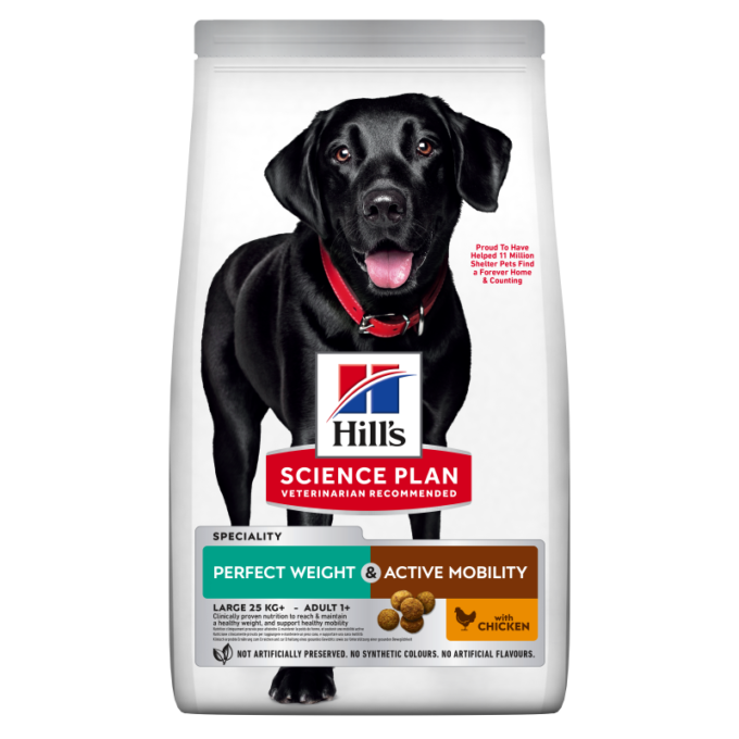 Hrana uscata caini, Hill's Science Plan Canine Adult Perfect Weight & Active Mobility Large Breed Chicken, 12 kg