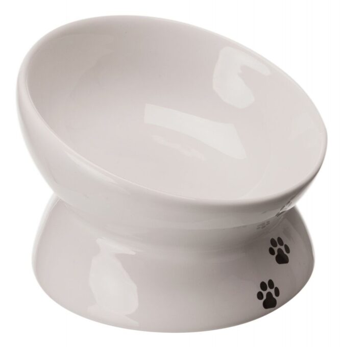 Trixie, castron ceramic ridicat ergonomic, alb, 0.15 L/ 13 cm