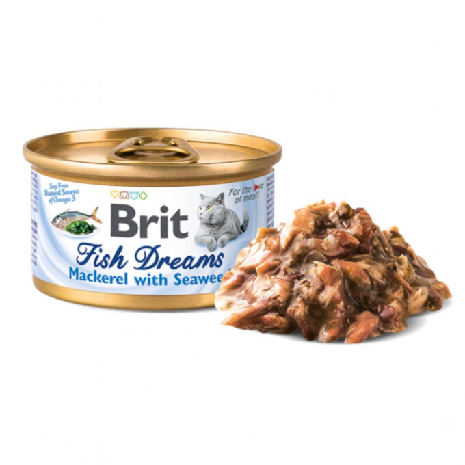 Brit Fish Dreams cu Macrou si alge de mare in suc propiu, 80 g