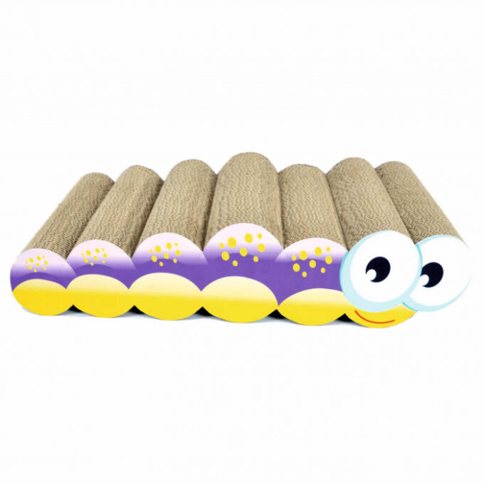 Carton de zgariat pentru pisici, model omida, 48.26A 22.22A 10.99 cm, Multicolor