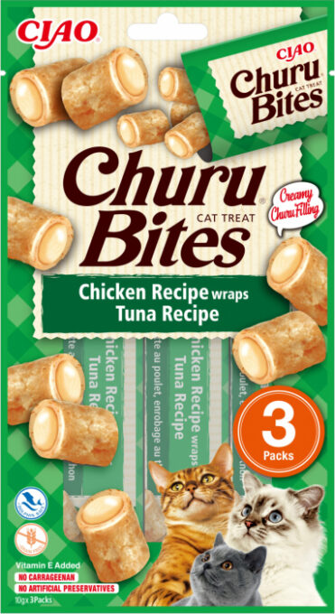Churu Bites Recompense pentru Pisici cu Pui si Ton fara cereale - 3 x 10 g