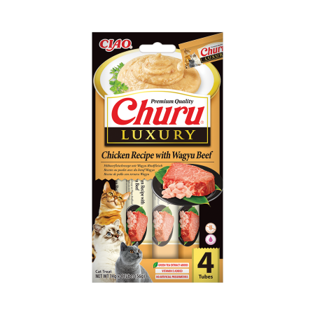 Churu Luxury, Recompensa Cremoasa Pisici, Ton si Vita Wagyu, 14 g x 4 buc
