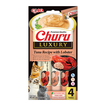 Churu Luxury, Recompensa Cremoasa Pisici, Ton si Homar, 14 g x 4 buc
