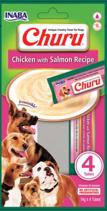 Churu Recompense Cremoase pentru caini cu Pui si somon 4 x 14 g 1 Churu Recompense Cremoase pentru caini cu Pui si somon 4 x 14 g