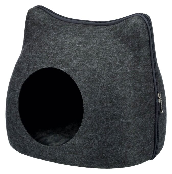 Cos Pestera Pisica cu Fermoar Gri 38x35x37 cm 36318