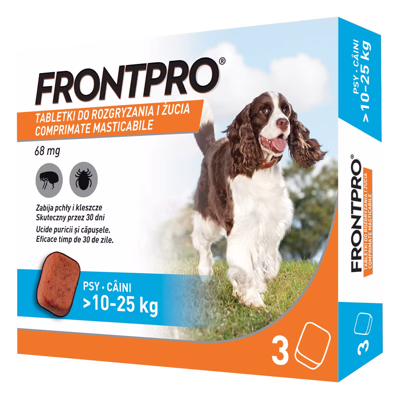 Comprimate masticabile antiparazitare caini, Frontpro L, 68 mg, >10-25 kg, 3 buc/ cutie