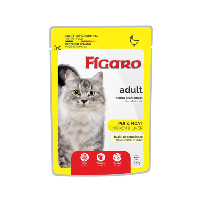Figaro, hrana umeda completa cu pui pentru pisici adulte 85 g