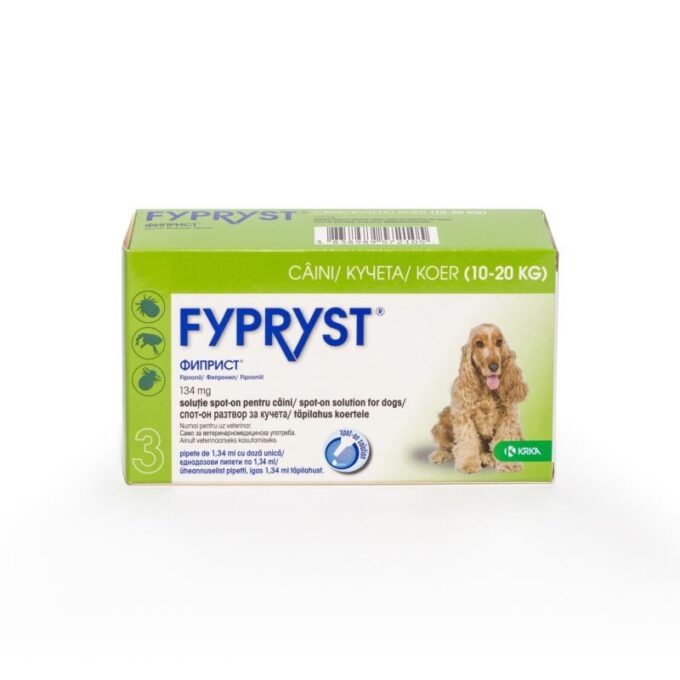 Fypryst Dog M 134 mg, pipete antiparazitare caini talie medie (10-20 kg), 3 buc