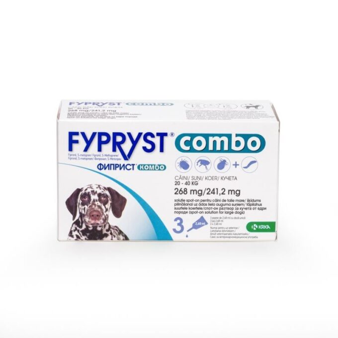 Fypryst Combo Dog L 268 mg, pipete antiparazitare caini talie mare (20 - 40 kg), 3 buc