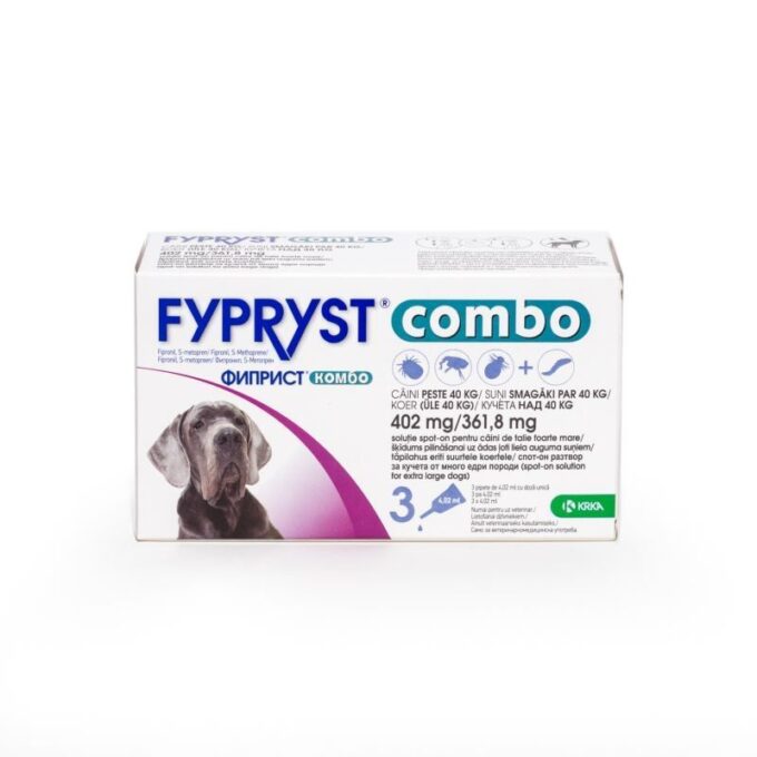 Fypryst Combo Dog XL 402 mg, pipete antiparazitare caini talie foarte mare (40 - 60 kg), 3 buc