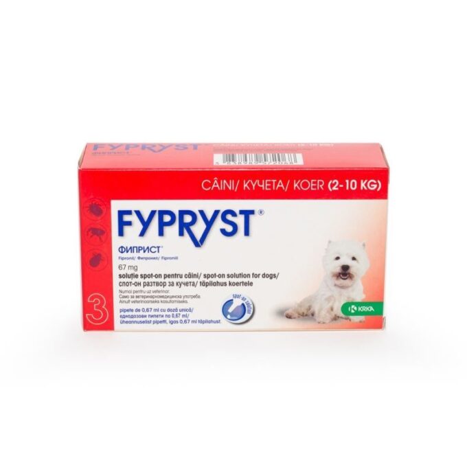 Fypryst Dog S 67 mg, pipete antiparazitare caini talie mica (2 - 10 kg), 3 buc