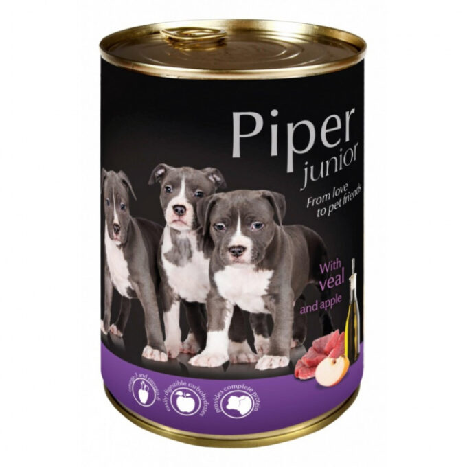 Hrana umeda Piper Junior, Vitel si Mere, 400 g 1 Hrana umeda Piper Junior, Vitel si Mere, 400 g