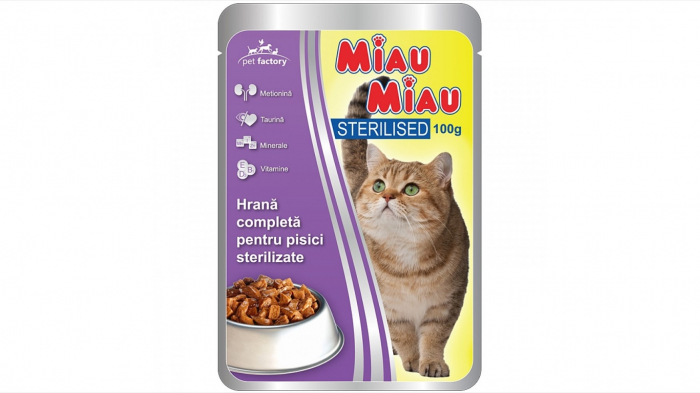 Hrana umeda pisici, Miau Miau, Sterilised, 100g 1 Hrana umeda pisici, Miau Miau, Sterilised, 100g