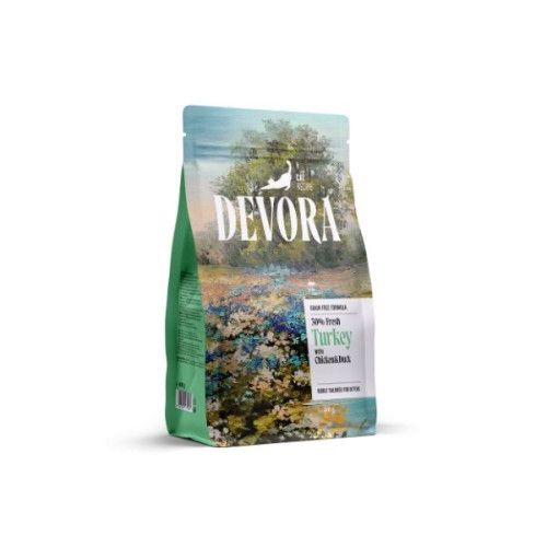 Hrana uscata pisici, Devora Cat Kitten Grain Free, Curcan, Pui & Rata, 400 g