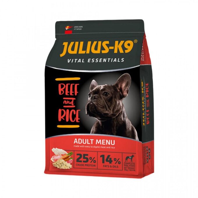 Hrana uscata premium hipoalergenica caini, Julius K9 Adult Vital Essentials, Vita & Orez, 12 kg