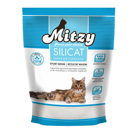 Asternut igienic pentru pisici, Mitzy Silicat, Natural, 3.8 L