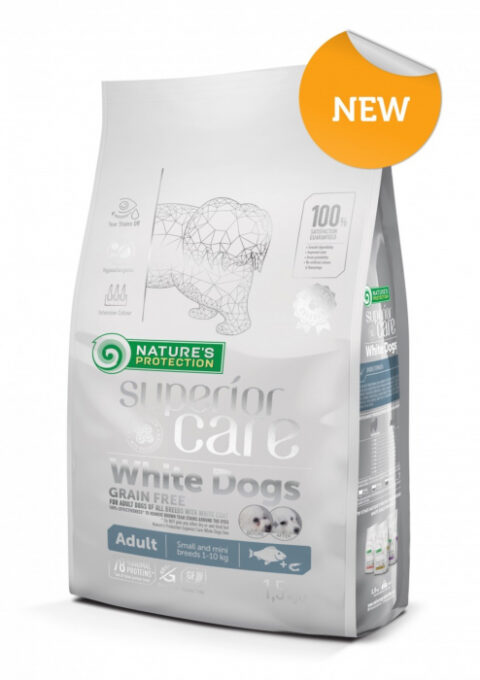 NATURES PROTECTION Superior Care White Dogs SmallMini Grain Free, Peste Alb, ajuta la eliminarea lacrimarii excesive si reducerea petelor maronii de la ochi, 10 kg 1 NATURES PROTECTION Superior Care White Dogs SmallMini Grain Free, Peste Alb, ajuta la eliminarea lacrimarii excesive si reducerea petelor maronii de la ochi, 10 kg